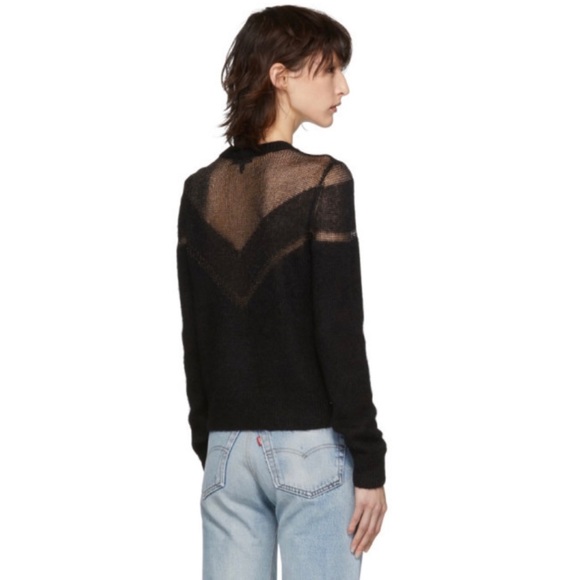 RAG & BONE • Black Blaze Open Knit Crewneck Sweater - Picture 8 of 16